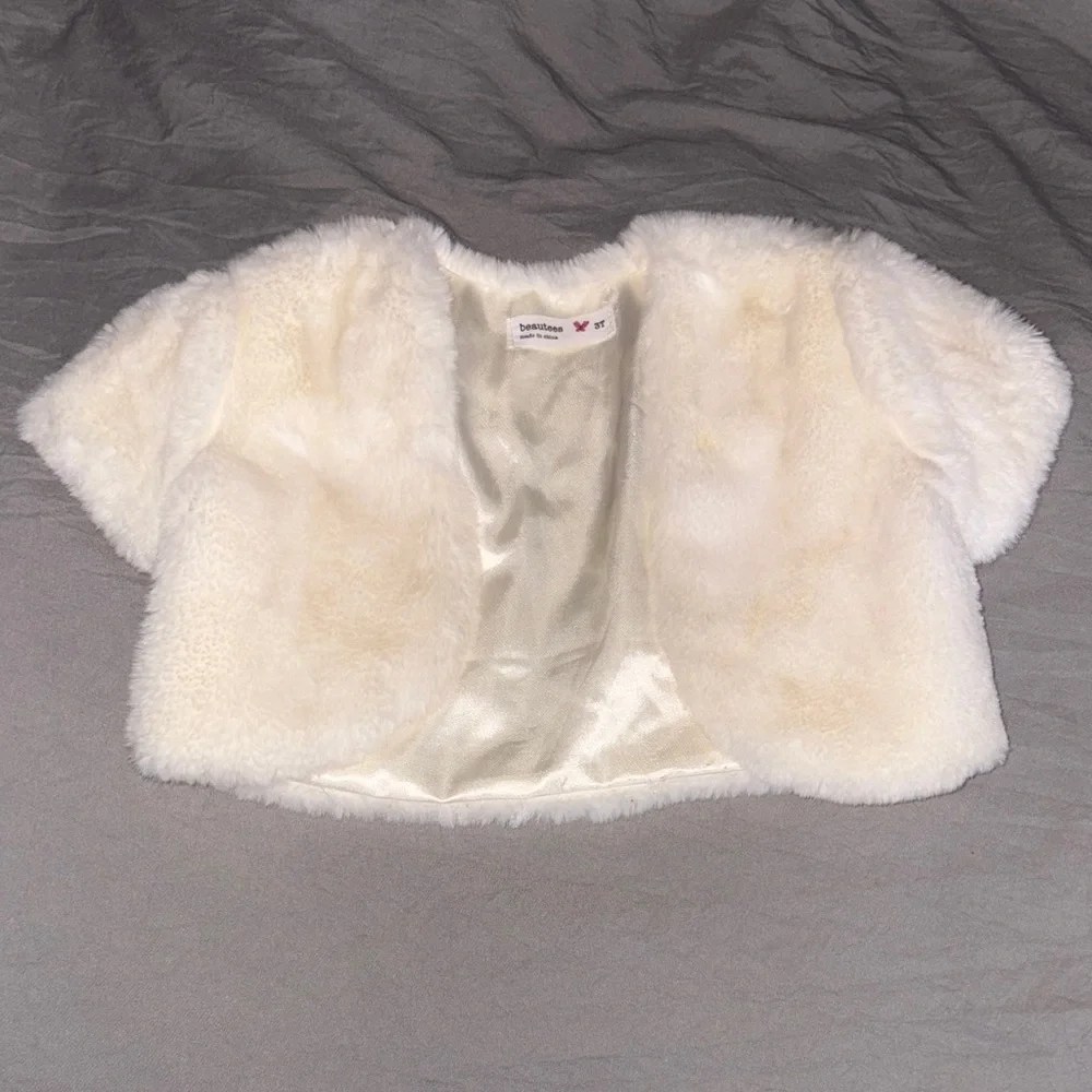 Kids White Faux Fur Jacket